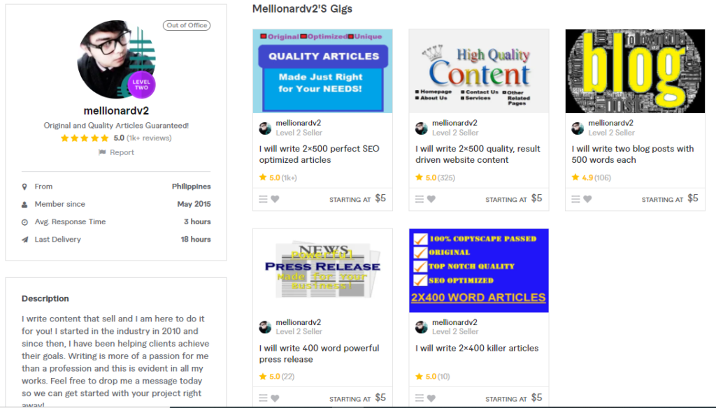 Hire Mellionardv2 Content Writter On Fiverr