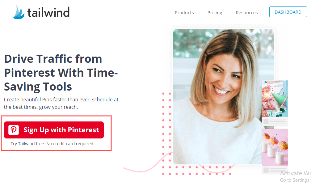sign up with pinterest for tailwind create to Get your website most clicked Pins