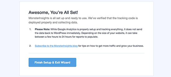 Finish monsterinsight Setup & Exit Wizard