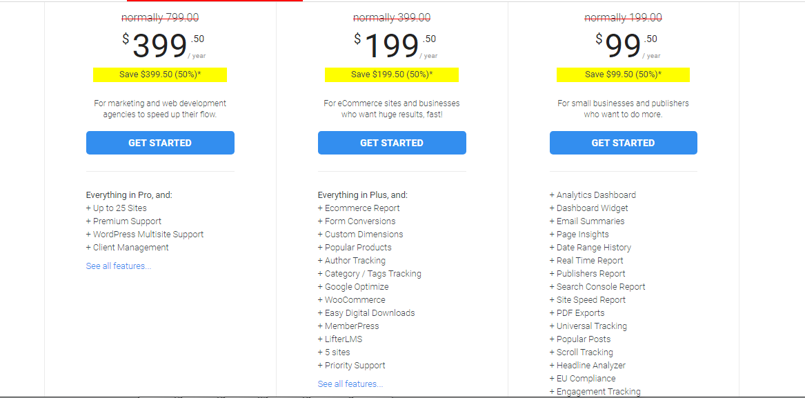monsterinights pricing plan for Global Site tag