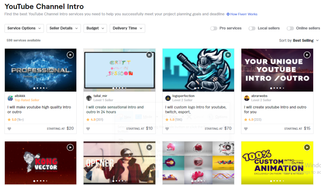 Start A YouTube Channel With Fiverr Youtube video intro Gigs