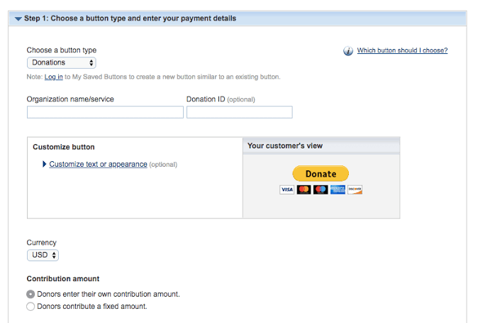 PayPal donation button 