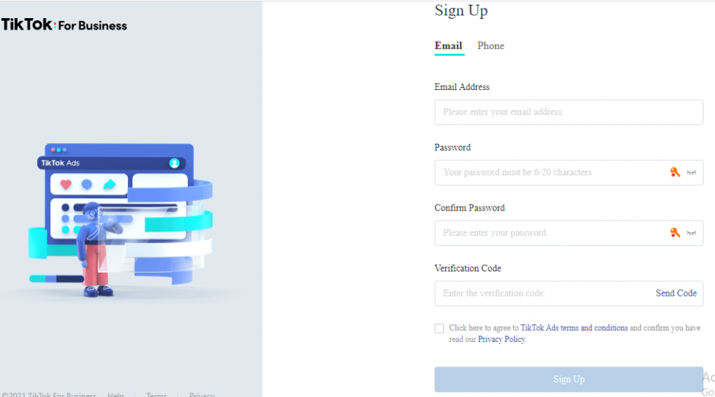 Sign in for TikTok ads Manager 