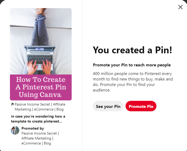 Click "Save" to create your Pinterest Pin.