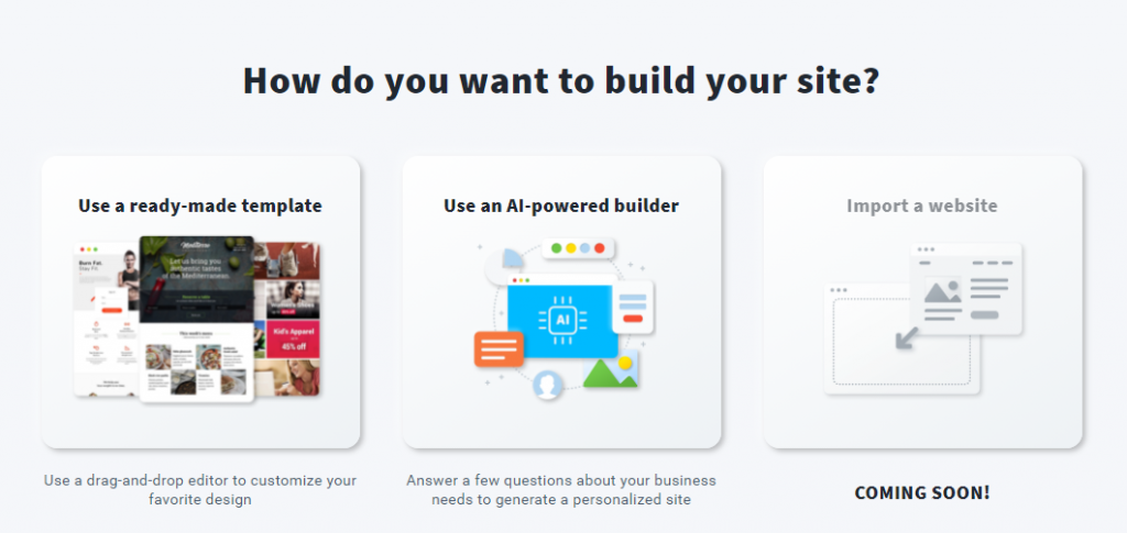 Choose website builder templates on GetRespon