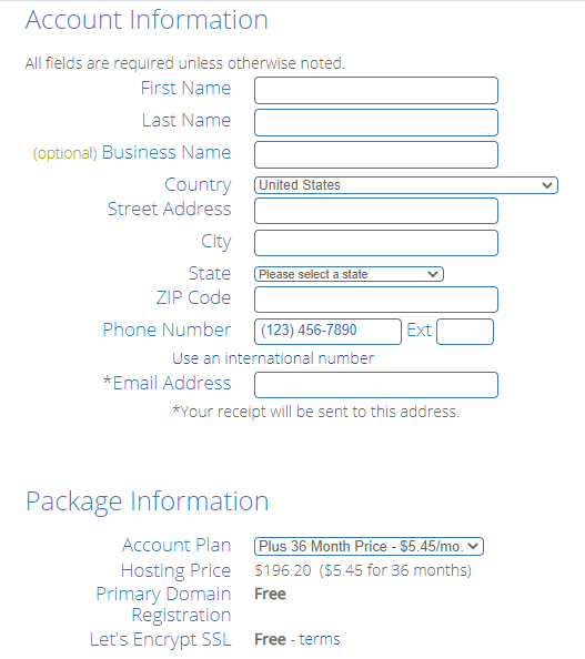 Enter your Billing Information