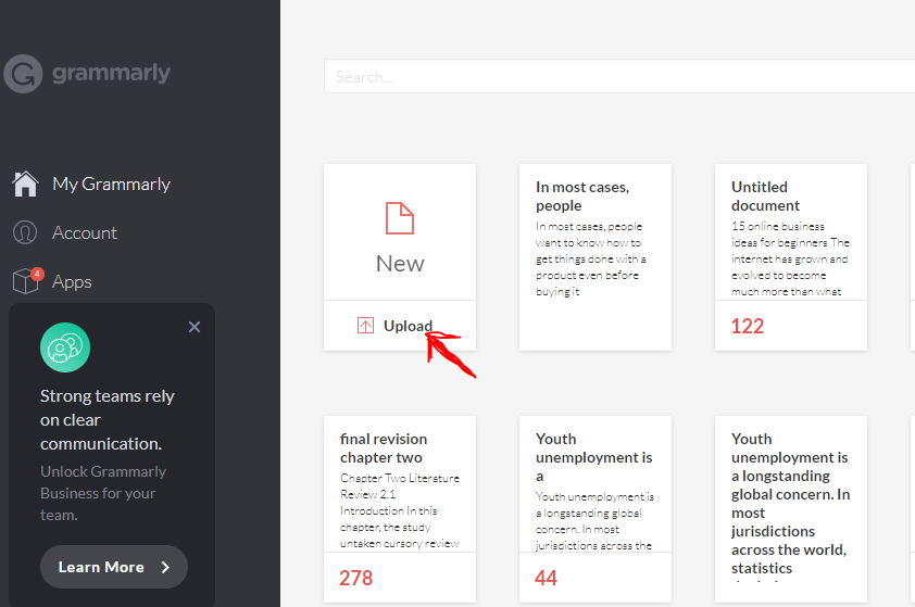 import or upload file method of writing and editing with Grammarly - Which Sentence Is Punctuated Correctly