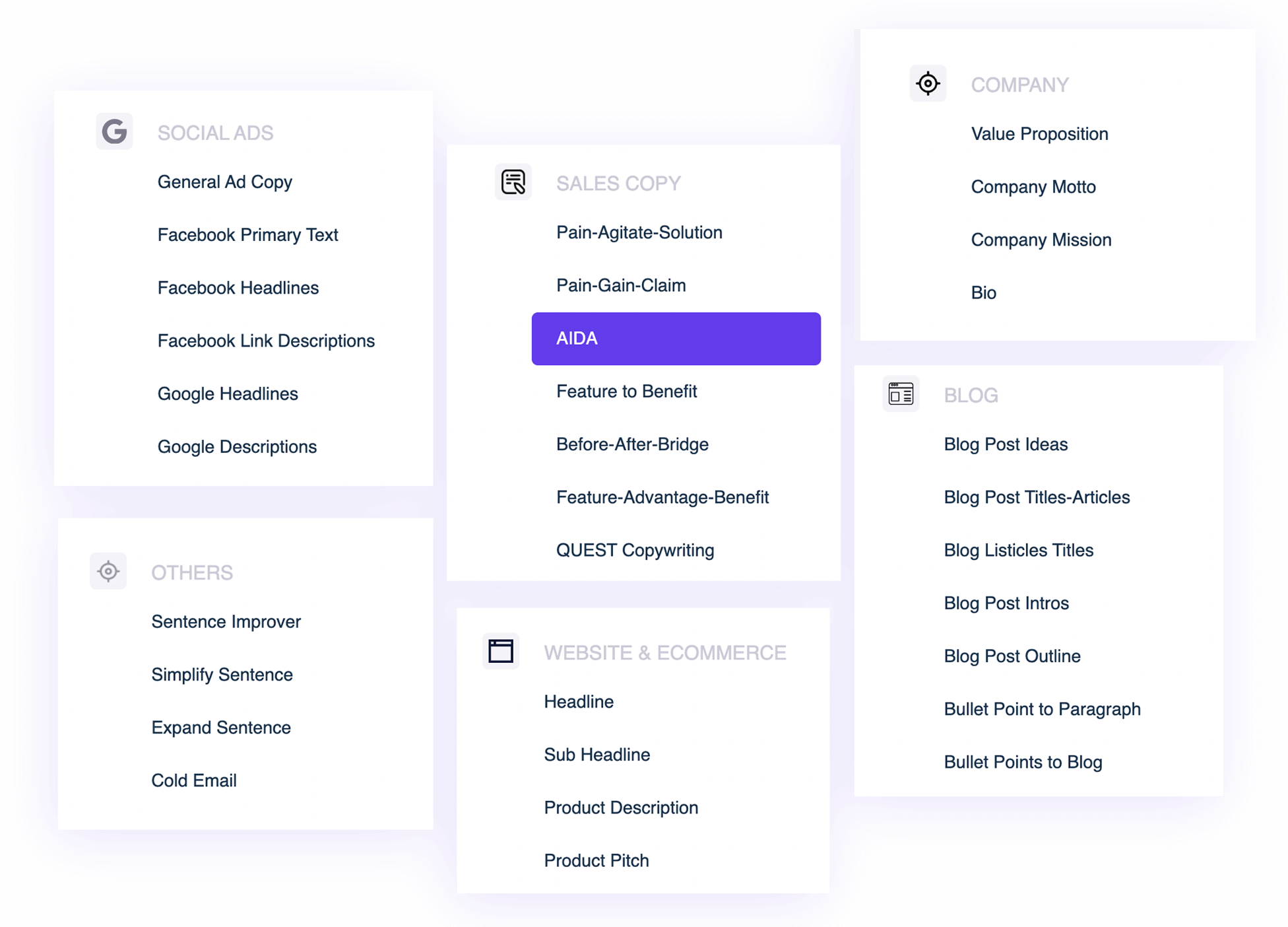Select The Type Of Copy & Tone on copyblocks