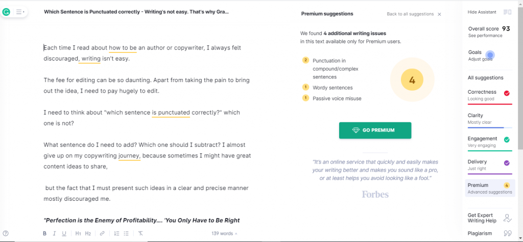 writing and editing with Grammarly method - Which Sentence Is Punctuated Correctly