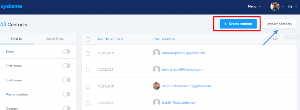 Contact Management on systeme.io