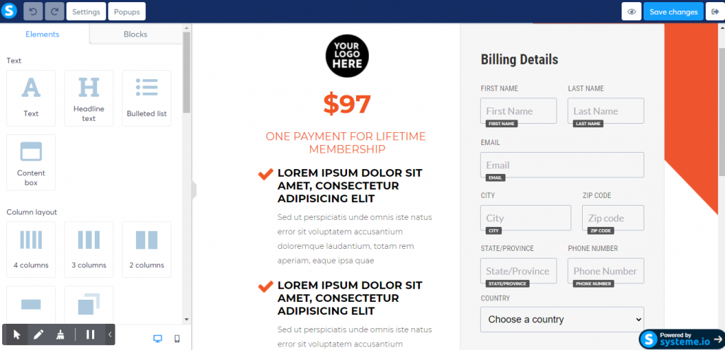 sell product on systeme.io funnels