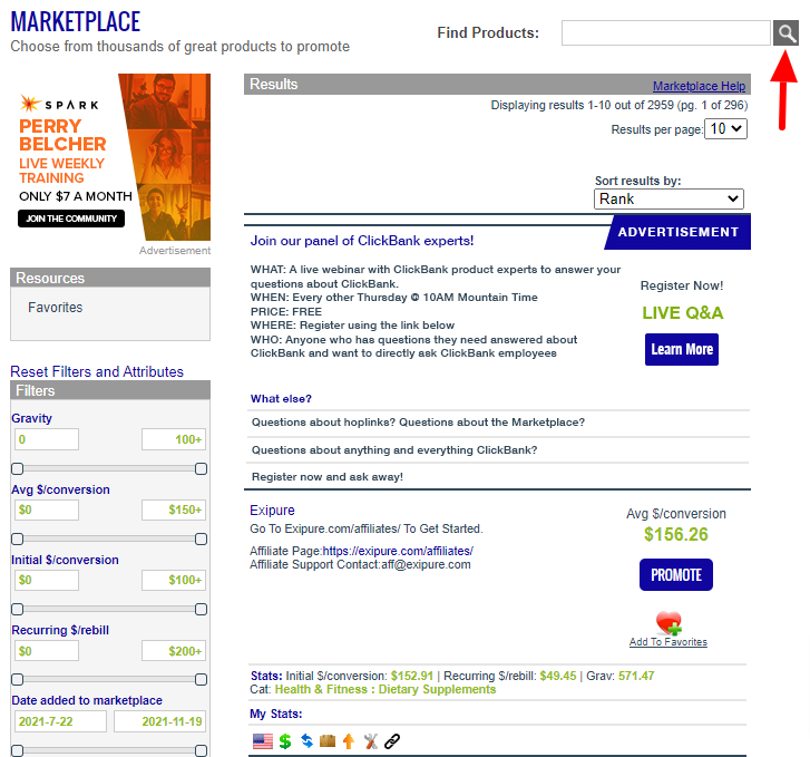 Find Affiliate Products On clickbank 