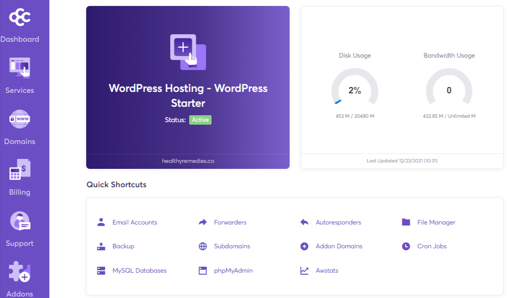 SSD of 20GB and an unlimited number of subdomains