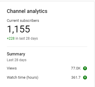 youtube subscribers grew from 0 to 1000 subscribers within just 3months