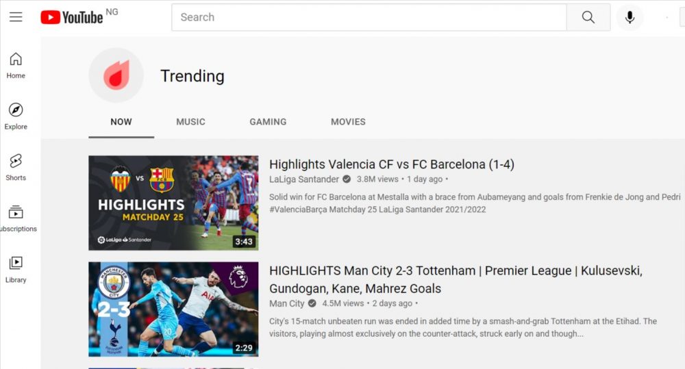 trends on youtube