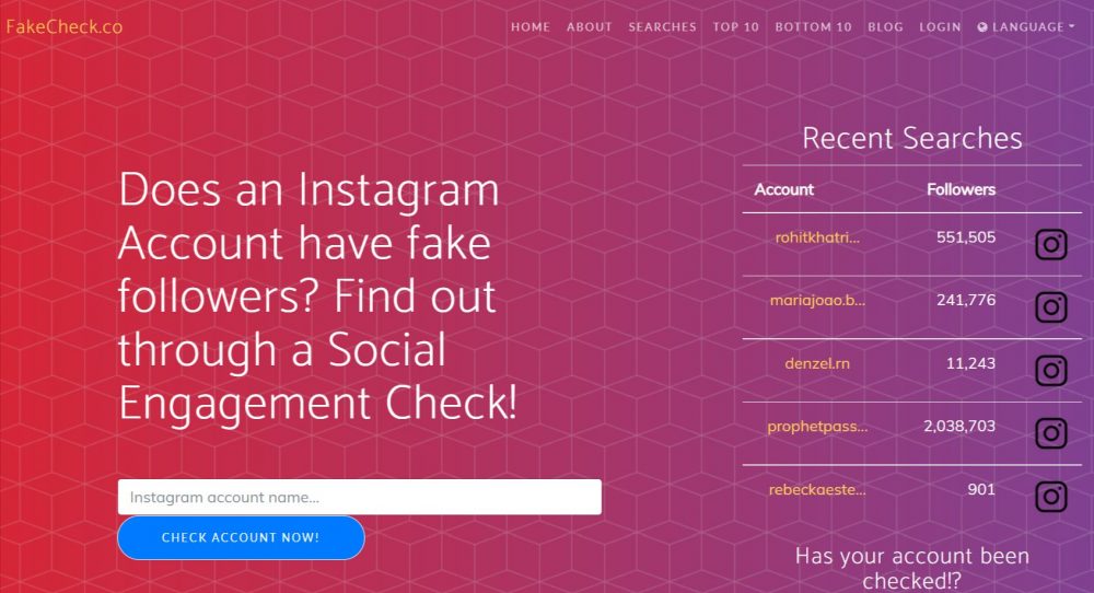 Instagram account fake followers checker