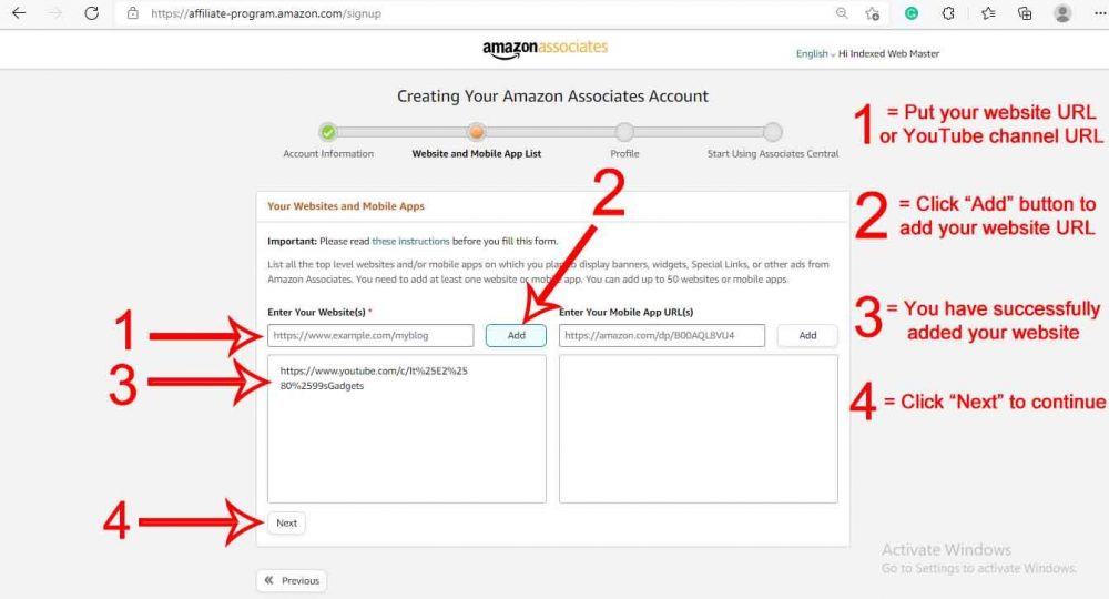Add Your Websites and Mobile Apps