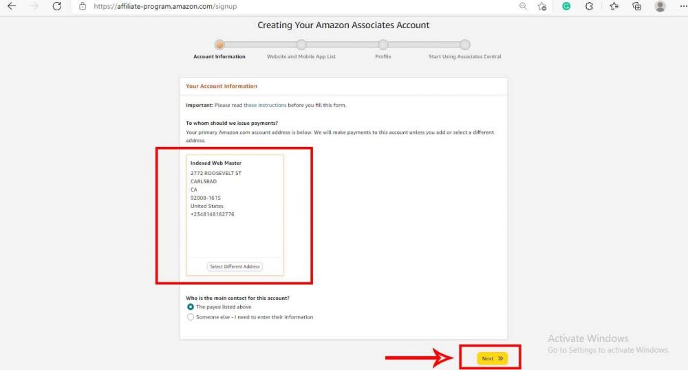 amazon  associate personal account information