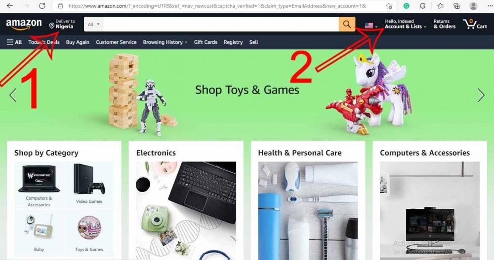 Create your Amazon account,