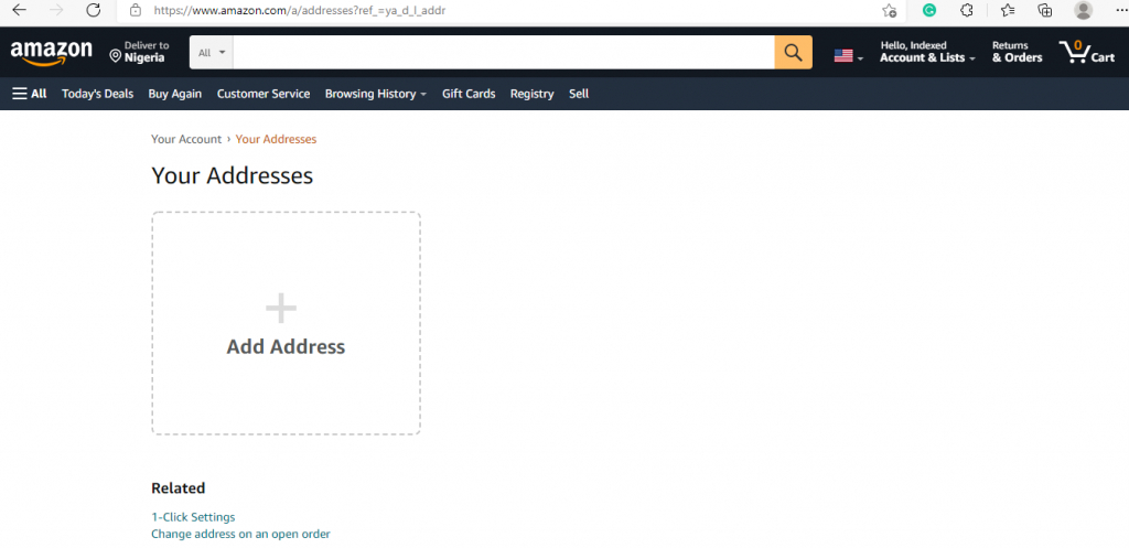 add your address on amazon 