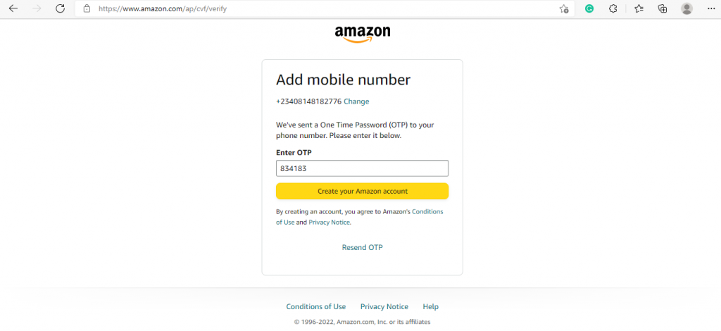amazon phone verification