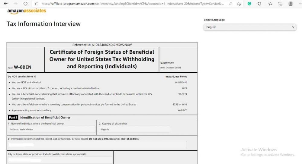 preview of your tax information