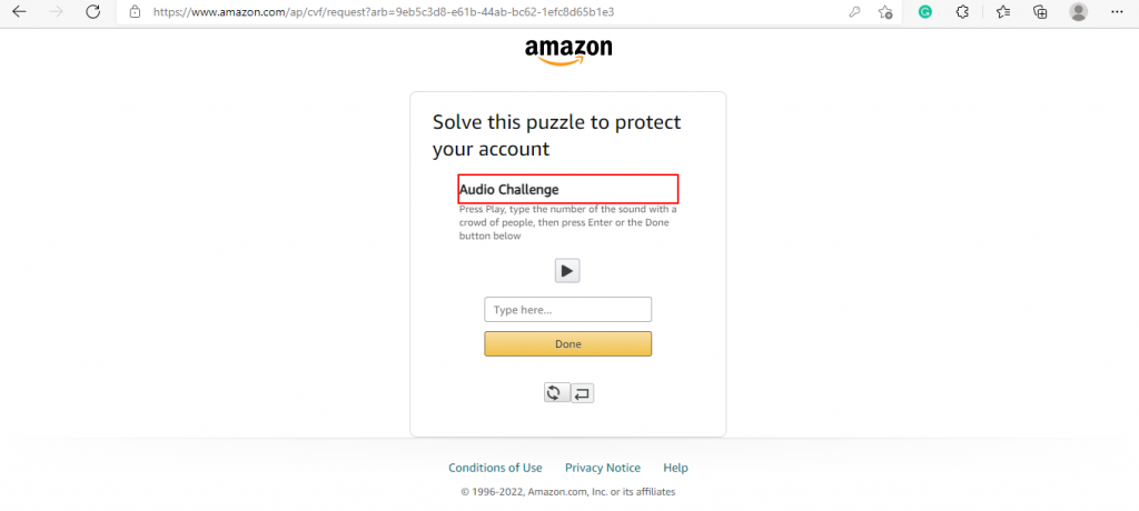 amazon Audio challenge” human verification