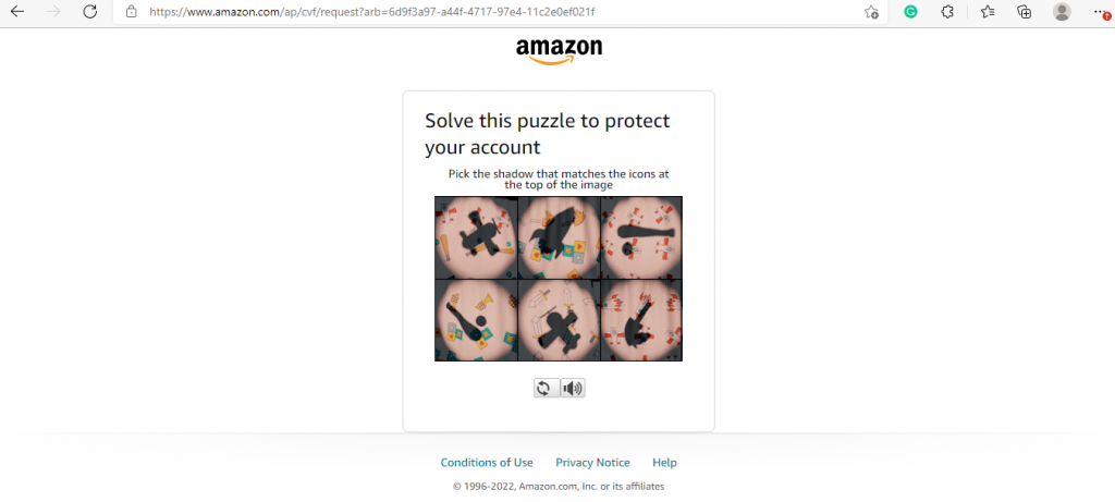 amazon  robot verification looks