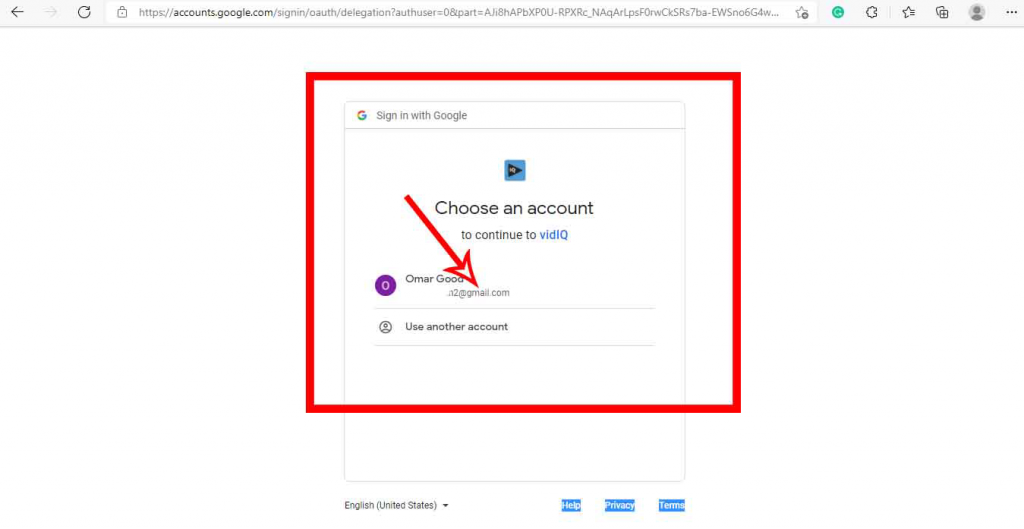 signed in with the Google email address