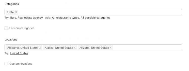 Choose Categories With Locations