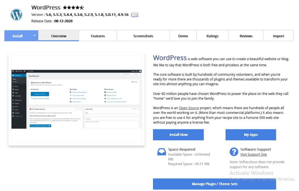 install wordpress Now.