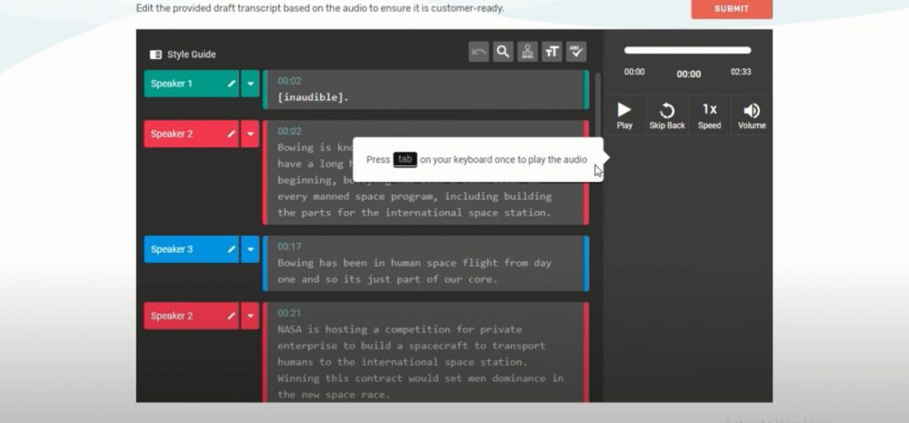 Rev Transcription Editor in Action