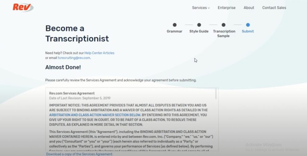 Submit the Provided Draft Transcript 