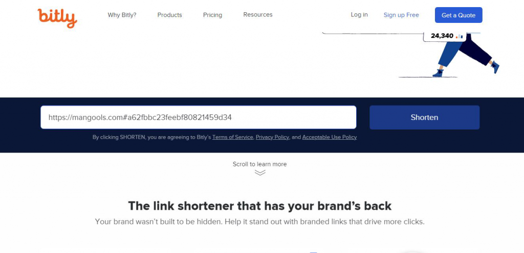 Copy your affiliate link and head over to bit.ly