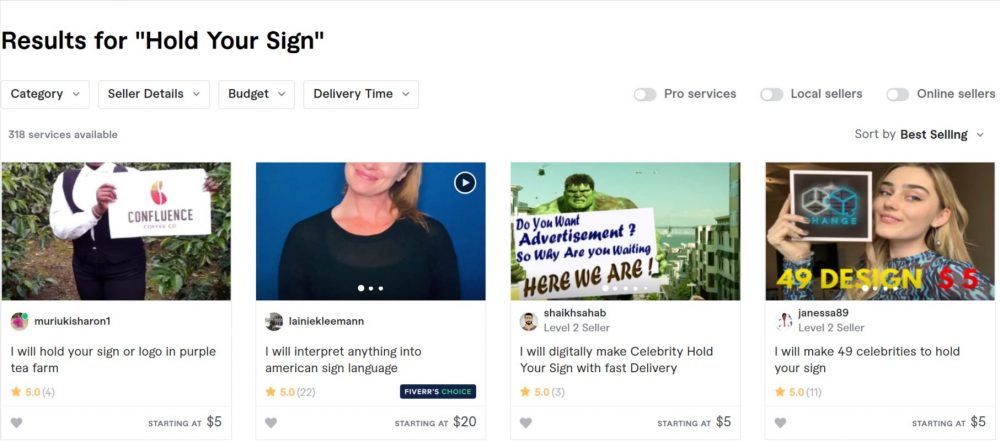 Offer Hold Your Sign Services On Fiverr