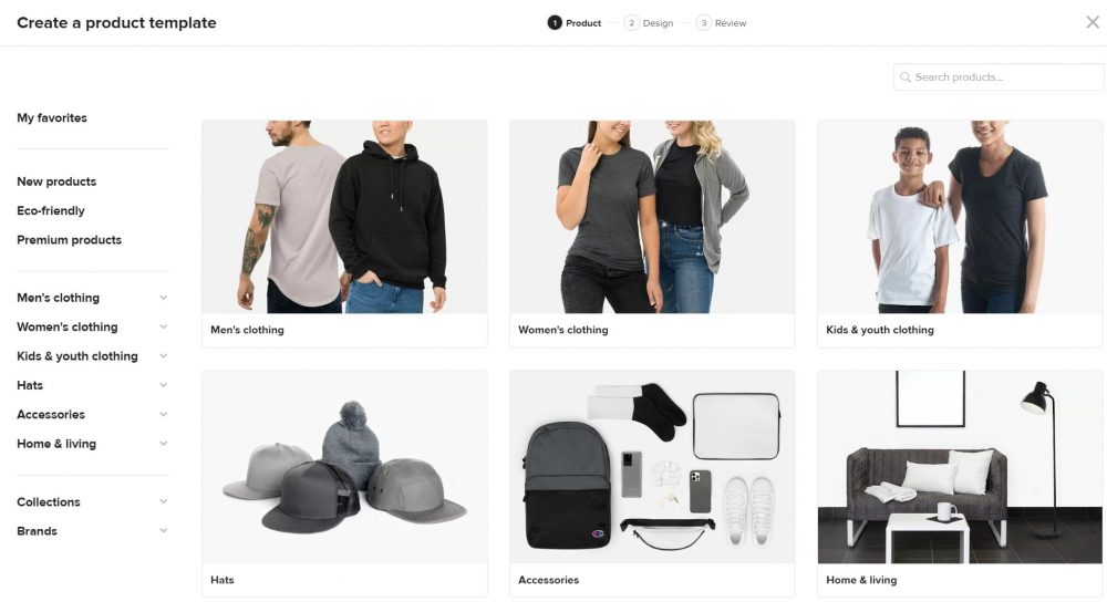 Product-templates for male and female on Printful