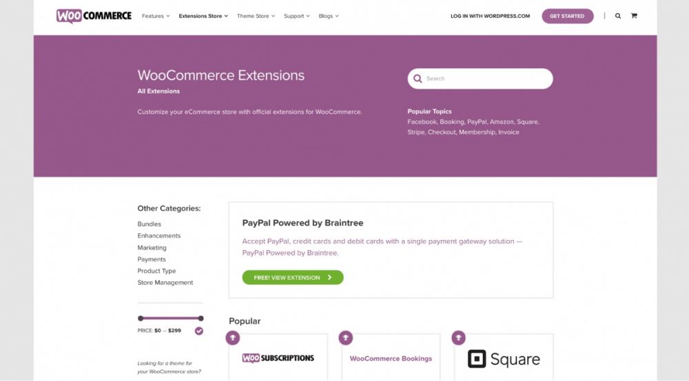 WooCommerce sections