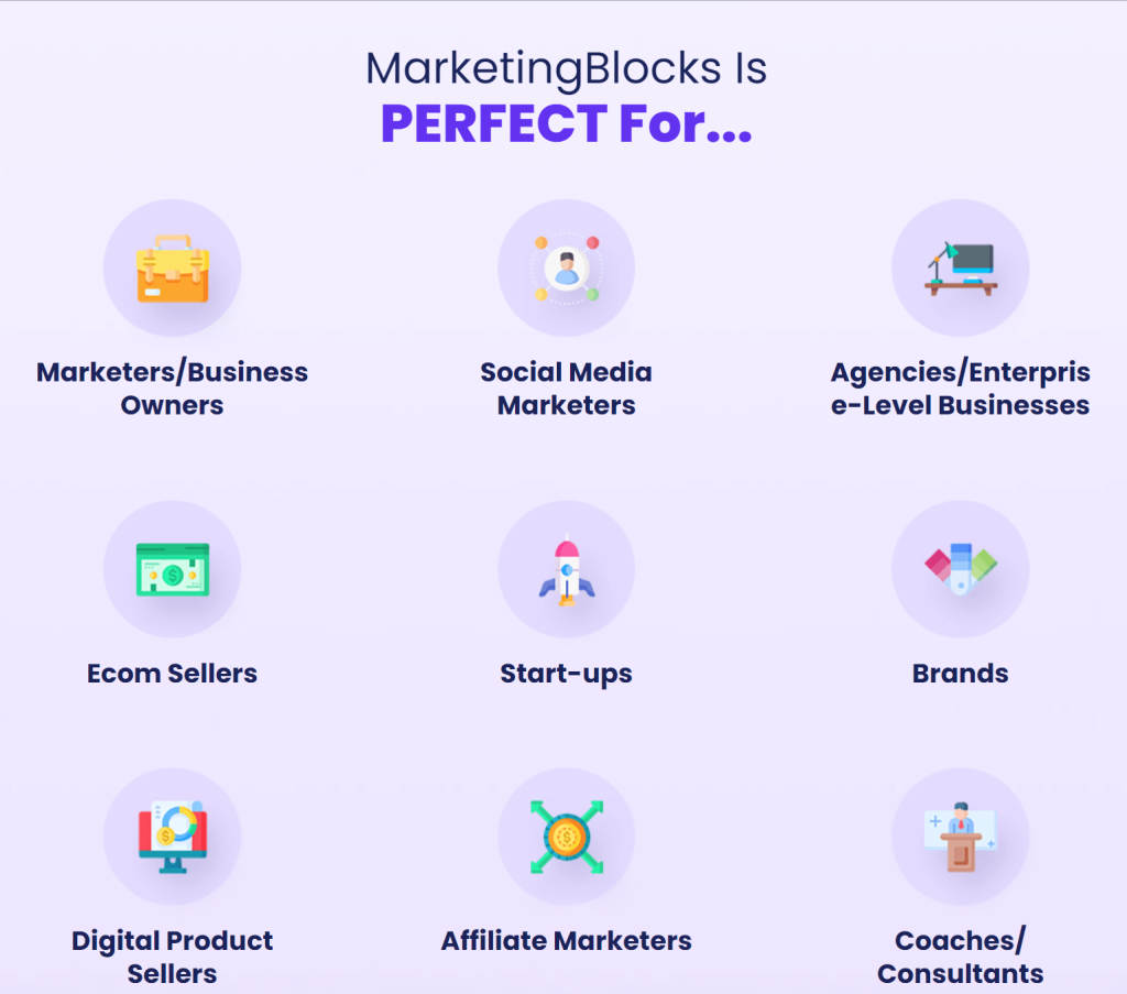 MarketingBlocks A.i Review - Who is MarketingBlocks for? 