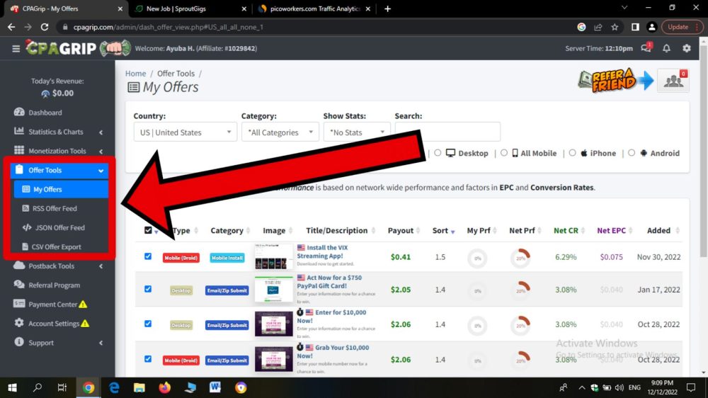 CPAGRIP offer tools