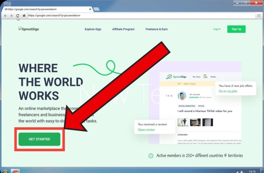  search for Picoworkers and Click on get started